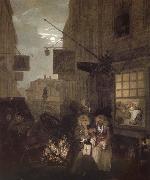 William Hogarth Four hours a day at night oil